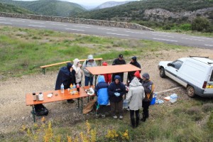 Un groupe de randonneurs au 1er ravitaillement.