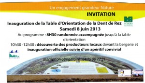 Invitation à l'inauguration de la table d'orientation.